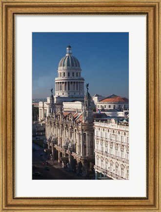 Framed Cuba, Havana, Capitol Building and town Print