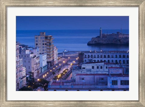 Framed Cuba, Havana, City view above Paseo de Marti, Dawn Print