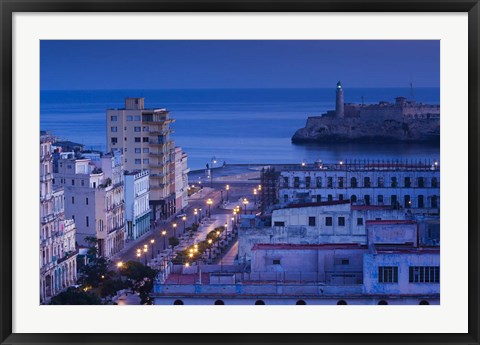 Framed Cuba, Havana, City view above Paseo de Marti, Dawn Print