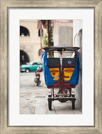 Framed Cuba, Havana, Havana Vieja, pedal taxi Print