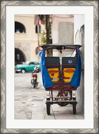 Framed Cuba, Havana, Havana Vieja, pedal taxi Print