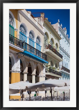 Framed Cuba, Havana, Plaza Vieja, renovated buildings Print