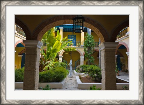Framed Courtyard building, historic center, Havana, UNESCO World Heritage site, Cuba Print
