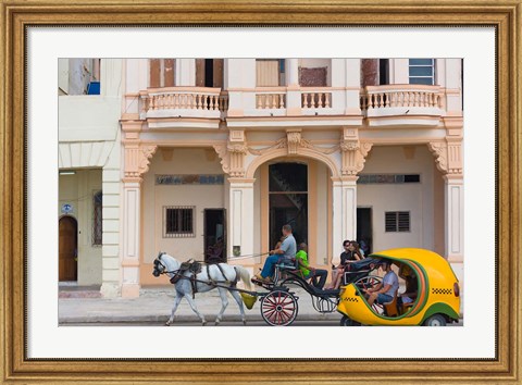 Framed Horse cart, historic center, Havana, UNESCO World Heritage site, Cuba Print