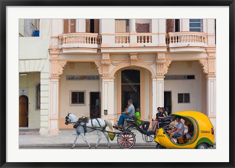 Framed Horse cart, historic center, Havana, UNESCO World Heritage site, Cuba Print