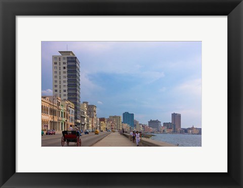 Framed Malecon street along the waterfront, Havana, UNESCO World Heritage site, Cuba Print