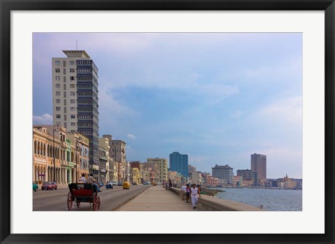 Framed Malecon street along the waterfront, Havana, UNESCO World Heritage site, Cuba Print