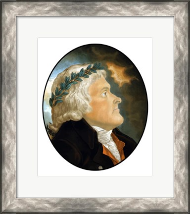 Framed Digitally Restored Vector Artwork of Thomas Jefferson (color) Print