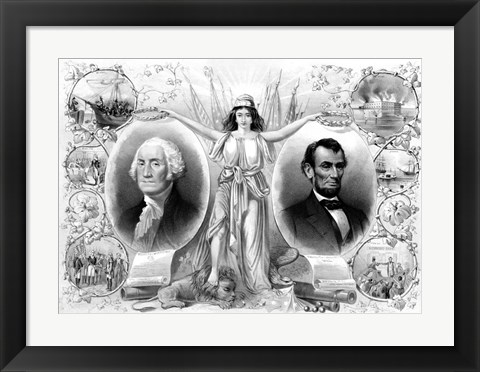 Framed President Washingtons and Lincoln Print