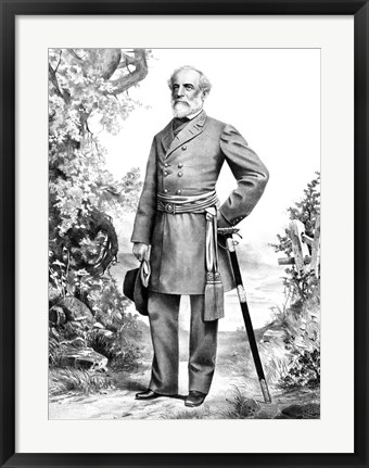 Framed General Robert E Lee Stand (black &amp; white) Print