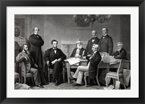 Framed President Lincoln reading the Emancipation Proclamation to his Cabinet Print