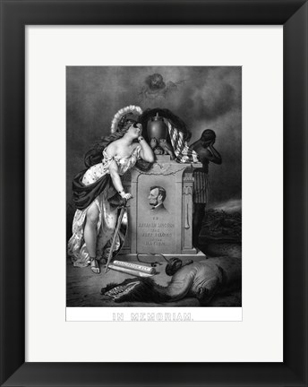 Framed Lady Liberty and a Slave at the Grave of President Lincoln Print