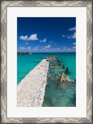 Framed Cuba, Havana, Playas del Este, Playa Jibacoa, pier Print