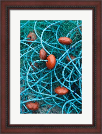 Framed Dominica, Anse de Mai, fishing net Print