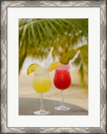Framed Cocktails on the Beach, Jamaica, Caribbean Print