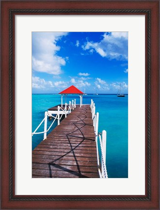 Framed Dock in St Francois, Guadeloupe, Puerto Rico Print