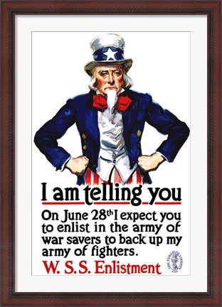 Framed Uncle Sam Recruiting Poster from WWI Print