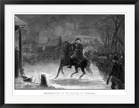Framed George Washington at The Battle of Trenton Print