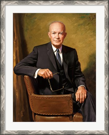 Framed President Dwight D Eisenhower Seated Print