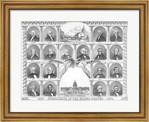 Framed First Eighteen Presidents of The United States Print