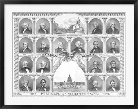 Framed First Eighteen Presidents of The United States Print