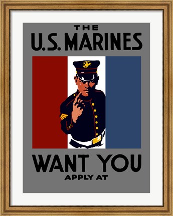 Framed U.S. Marines Want You Print