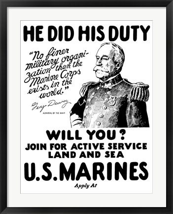Framed Admiral George Dewey Print