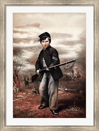 Framed Union Drummer Boy with Rifle Print