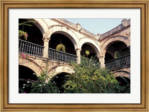 Framed Balcony with Flowers and Trees, Puerto Rico Print