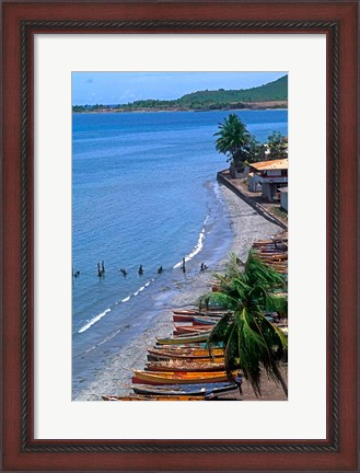Framed Fishing Boats on Shore, St Lucia Print