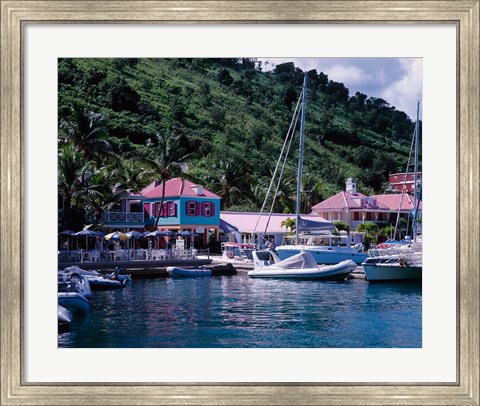 Framed Sopers Hole Wharf, Pussers Landing, Frenchmans Cay, Tortola, Caribbean Print