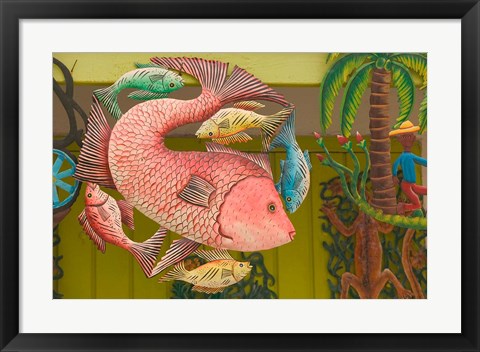 Framed Fish Souvenir at Al Vern&#39;s Craft Market, Turks and Caicos, Caribbean Print