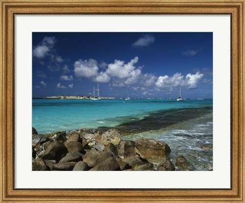 Framed Orient Bay, St Martin, Caribbean Print