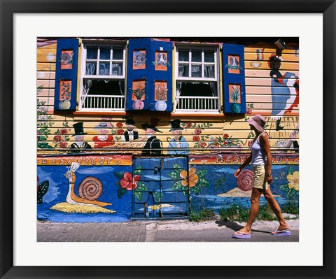 Framed L&#39;Escargot Restaurant in Philipsburg, St Martin, Caribbean Print