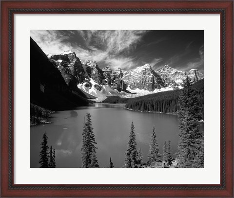 Framed Wenkchemna Peaks reflected in Moraine lake, Banff National Park, Alberta, Canada Print