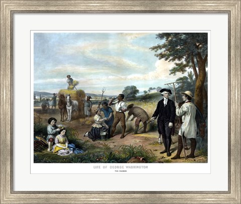 Framed George Washington On His Farm Print