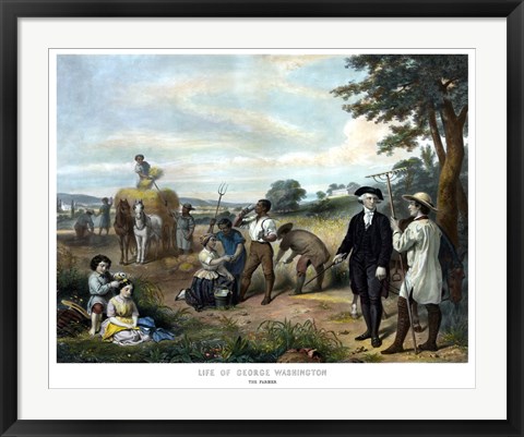 Framed George Washington On His Farm Print