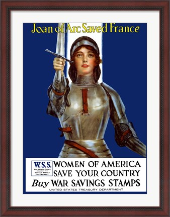 Framed Joan of Arc - Vintage WWI Print