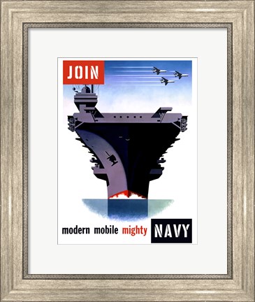 Framed Modern, Moblie, Mighty, Navy Print