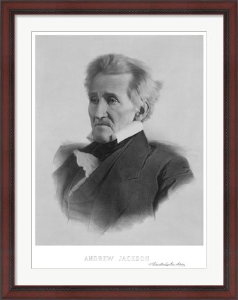 Framed President Andrew Jackson (black &amp; white portrait) Print