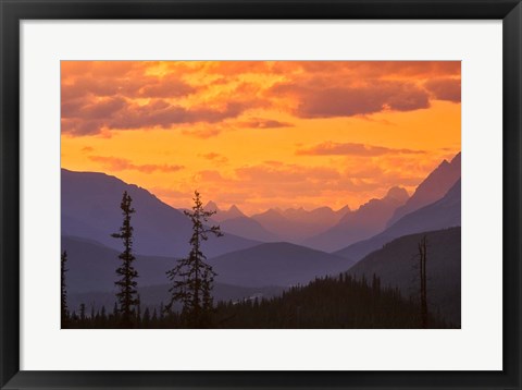 Framed Alberta, Baniff NP, Sunset on Mountain ridges Print