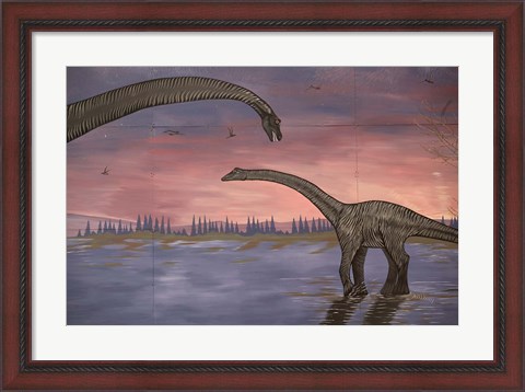 Framed Town Dinosaur Mural, Drumheller, Alberta, Canada Print
