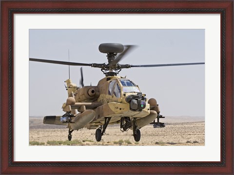 Framed AH-64D Saraf attack helicopter of the Israeli Air Force Print