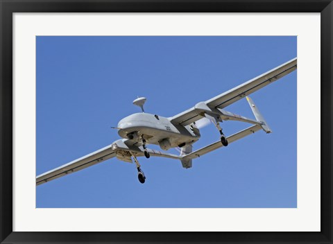Framed IAI Heron unmanned aerial vehicle in flight over Israel Print