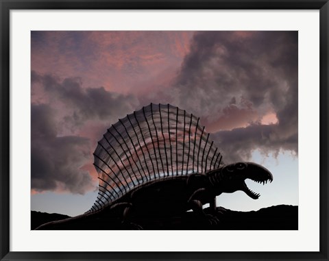 Framed Dimetrodon limbatus, a prehistoric animal Print