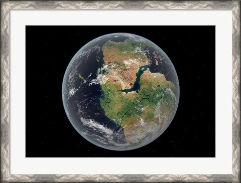 Framed Western hemisphere of the Earth during the Early Jurassic period Print
