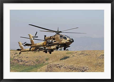 Framed Two AH-64A Peten attack helicopters of the Israeli Air Force Print