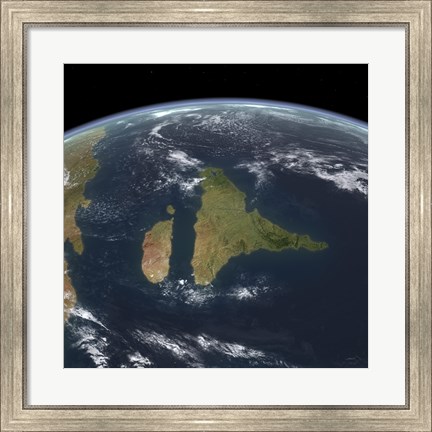 Framed View of the Indian subcontinent during the Late Cretaceous period Print