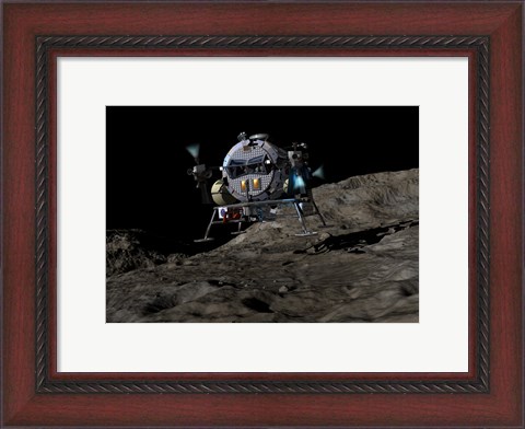 Framed manned Asteroid Lander prepares to land on the surface of an asteroid Print