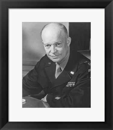 Framed WWII Photo of General Dwight D Eisenhower Print